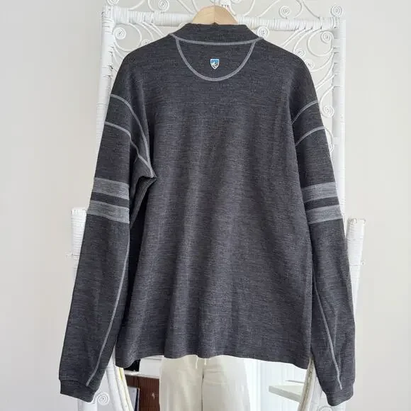 Kuhl Team Merino Wool Quarter Zip Pullover Sweater XL Mens Grey Hiking Gorpcore - Picture 3 of 10